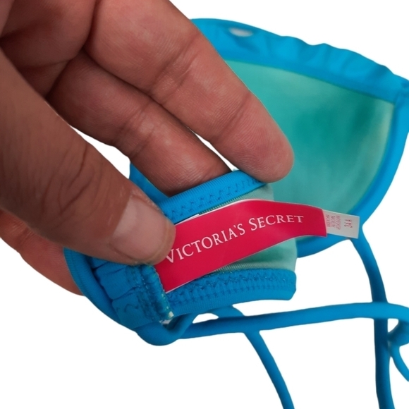 Victoria's Secret Teal Push Up Bikini Top Ruffles Size 34A Women's - Picture 6 of 7